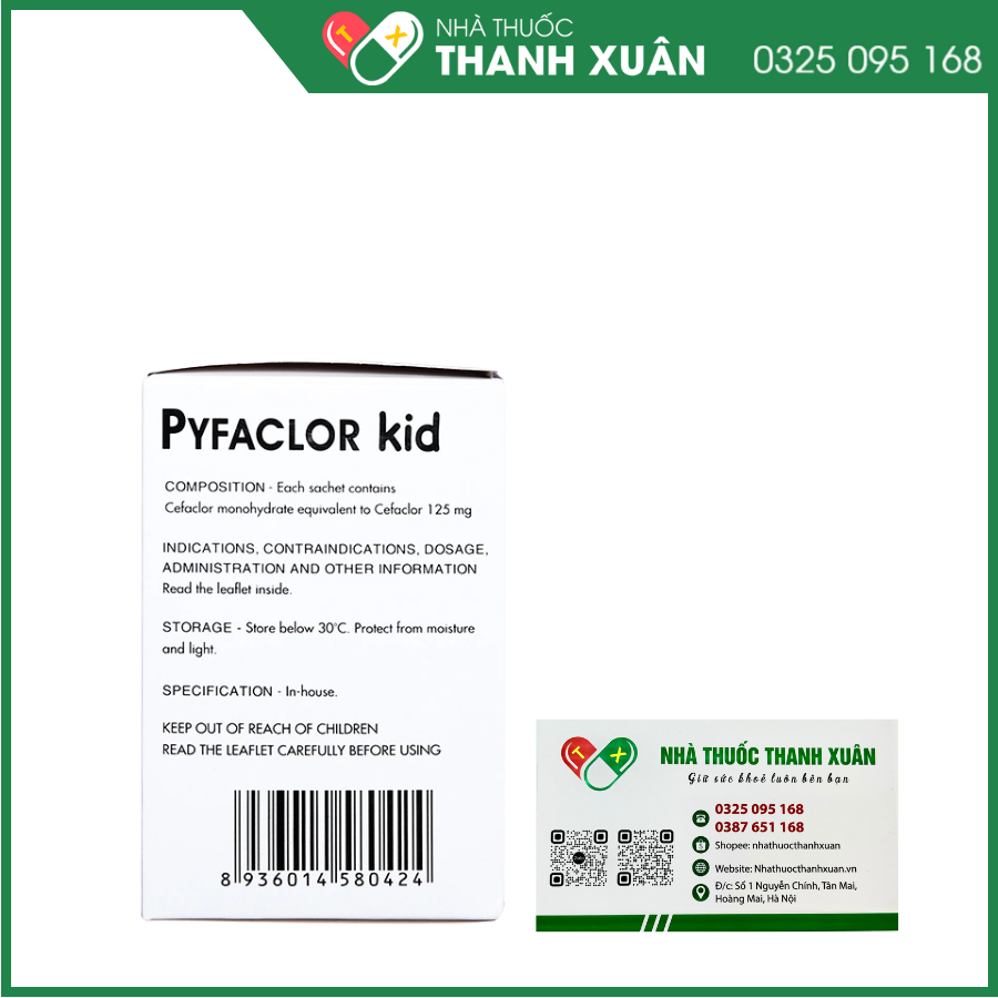 Cốm pha hỗn dịch uống Pyfaclor Kid 125mg trị nhiễm khuẩn